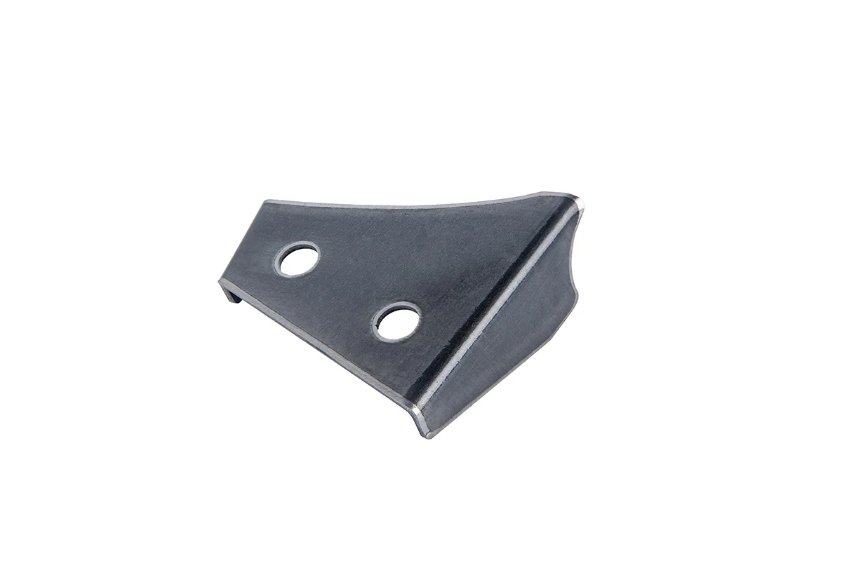 Antirust-oiled carbon steel gusset bracket with two holes and a bent flange