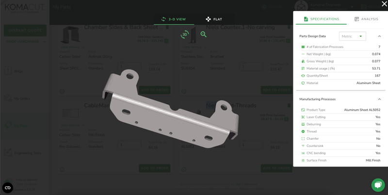 3D View - Sheet Metal Part