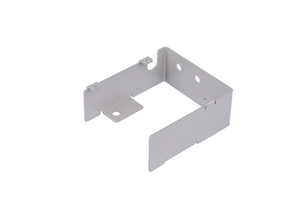 Laser cut and formed aluminum bracket with mounting holes and bent flanges