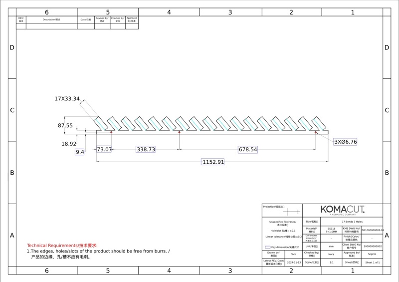 Sheet Metal Unfolding Drawing - 2D - PDF