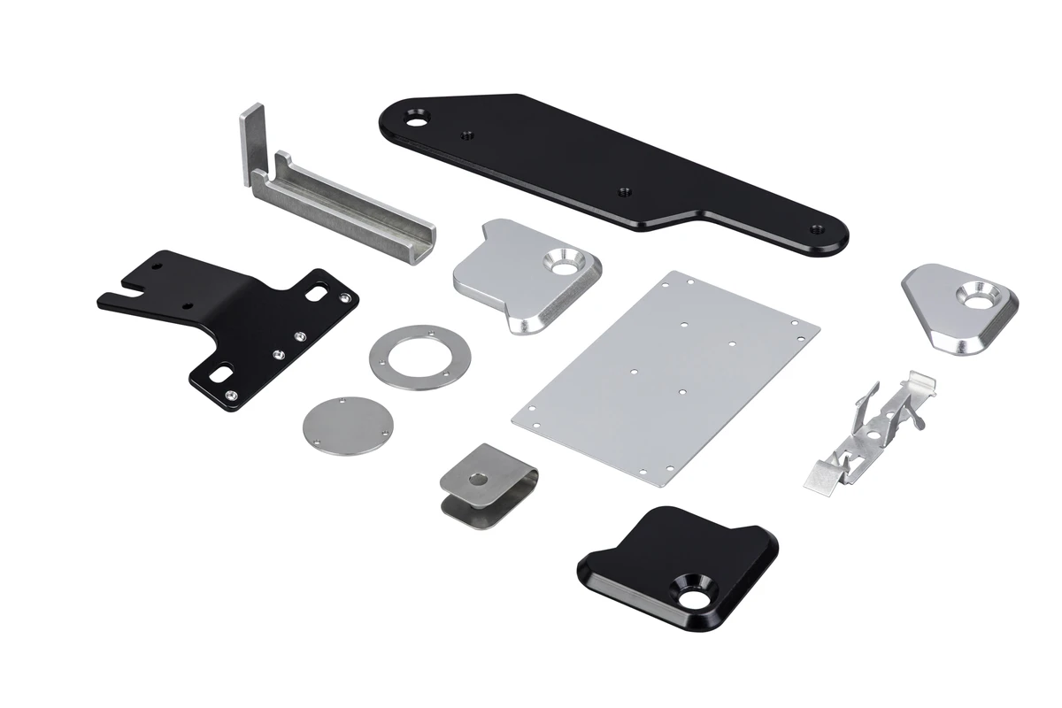 Finished sheet metal parts with different surface finishes